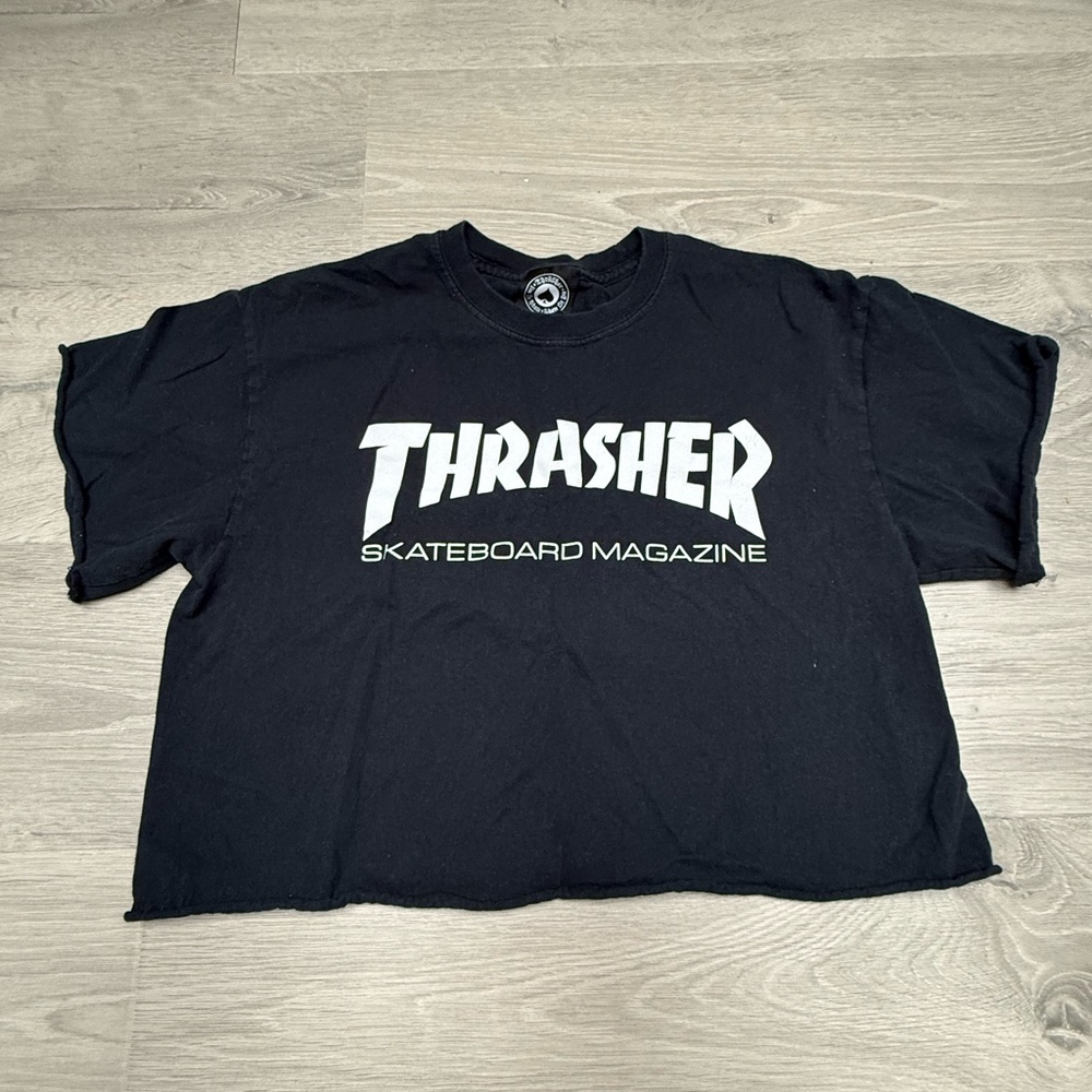 Thrasher Black Tee with White Logo